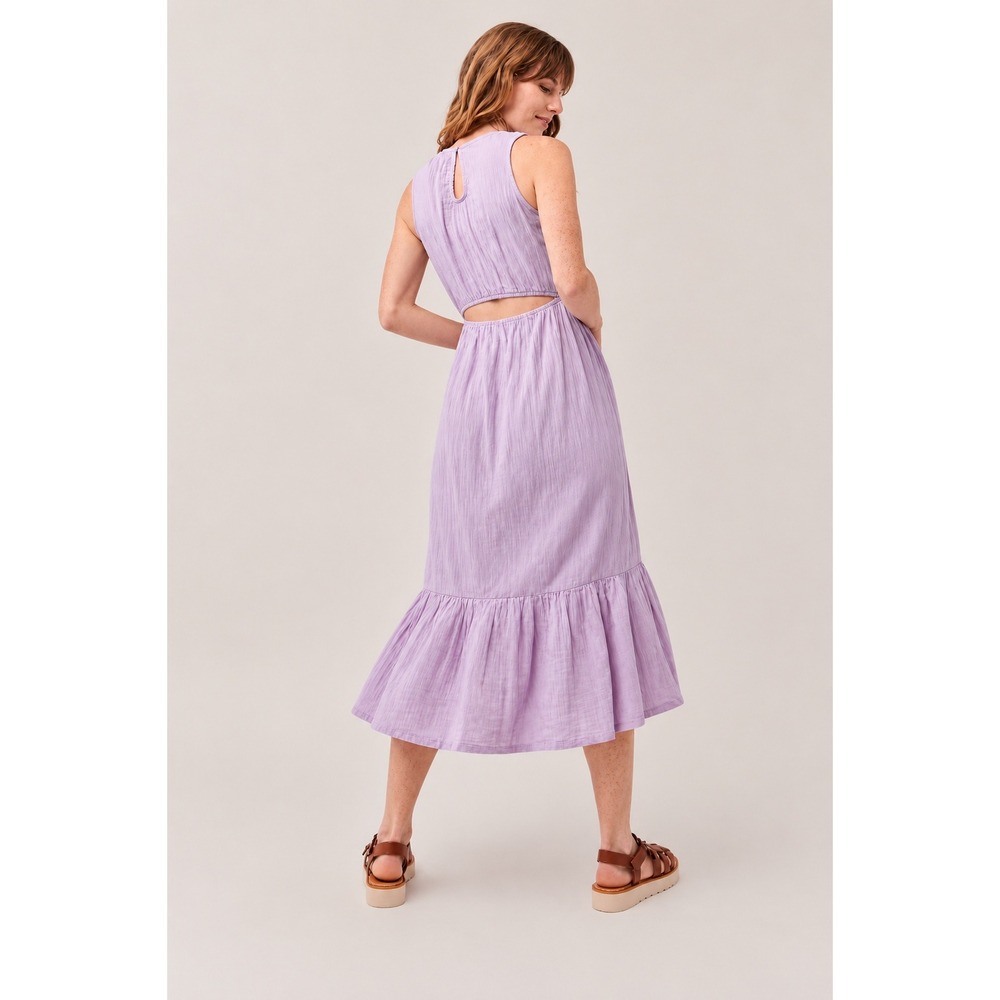 Pact Organic Cotton Coastal Double Gauze Tiered Midi Dress XL Pockets
